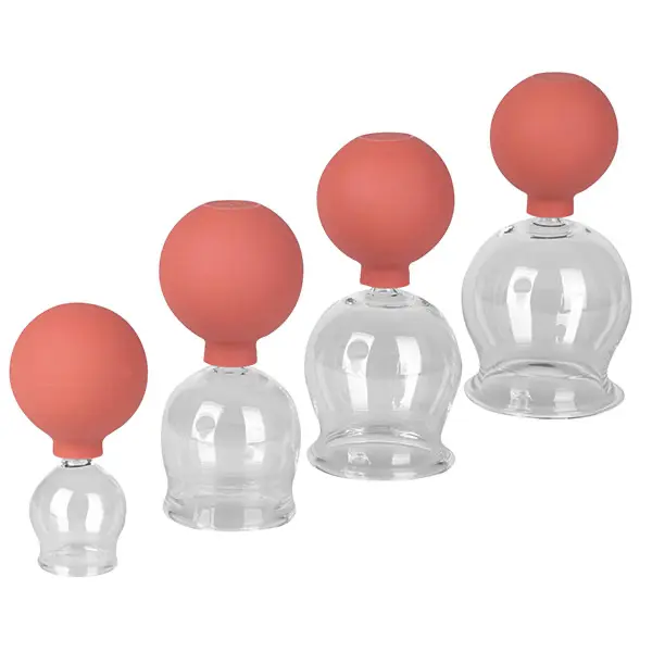 glass cups with rubber vacuum bulb