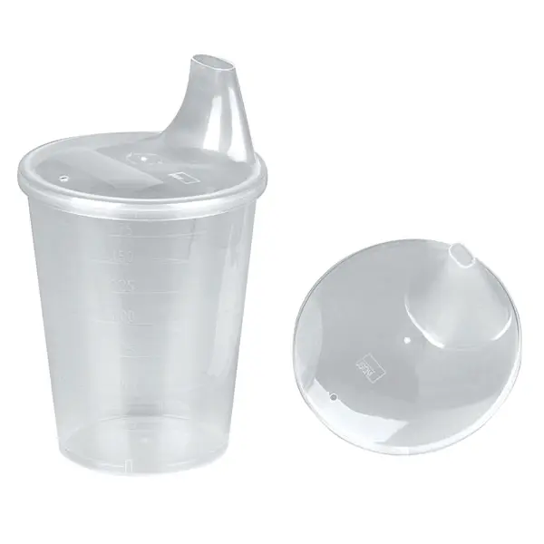 Disposable beaker with spout